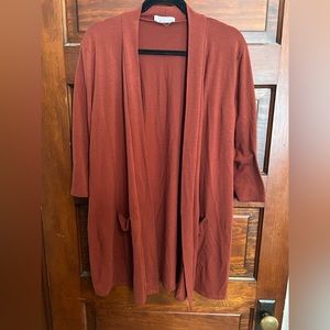 Zenana cardigan oversized pockets burnt orange rust size large